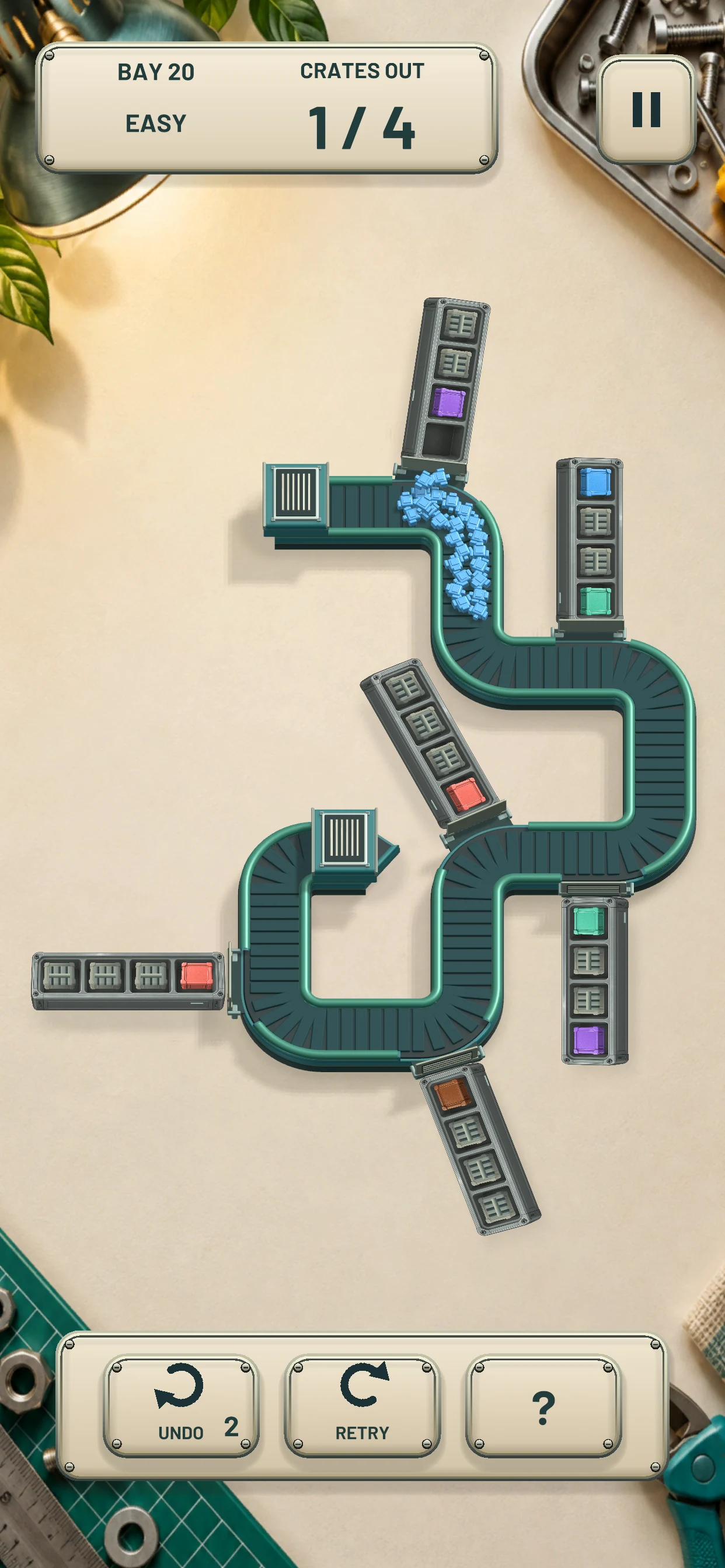 Robot Sort Bay 20 showing a different conveyor puzzle layout